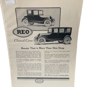 Vintage 1922 REO Closed Cars Beauty is More Thank Skin Deep Ad Advertisement